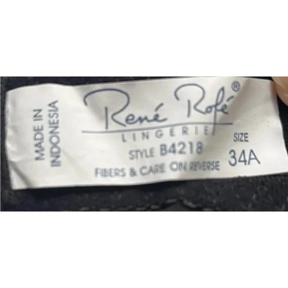 NWOT Rene Rofe Black Stretch Lace Push Up Bra 34A - Picture 7 of 8